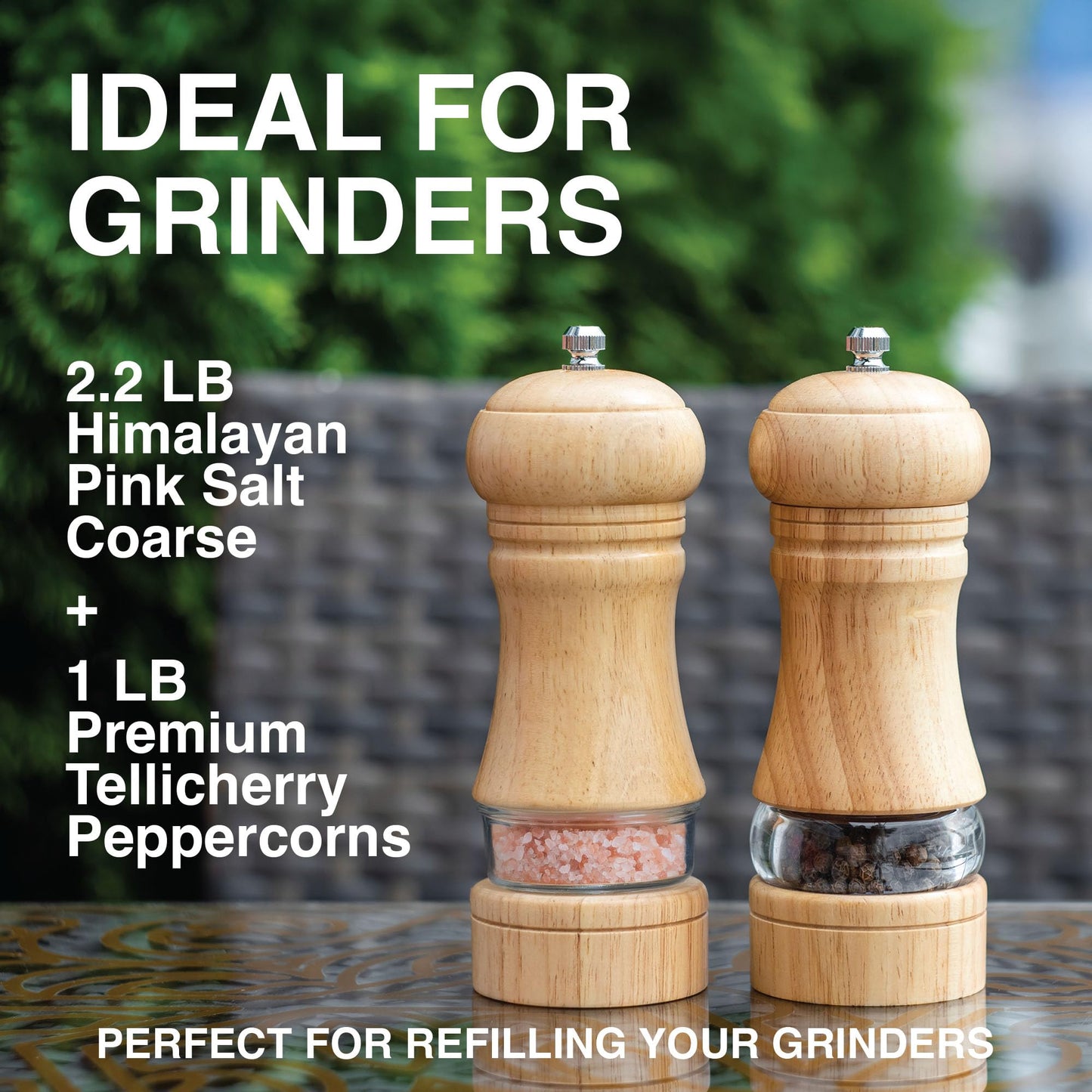 Grinder refill kit - 2.2 Lb bag of Pink Himalayan Coarse Salt & 1 Lb of Tellicherry Black Peppercorns - Salt and Peppercorn refill Gift Pack - Premium Himalayan Salt and Tellicherry Peppercorns for use in a Grinder or Salt Mill. By The Spice Lab