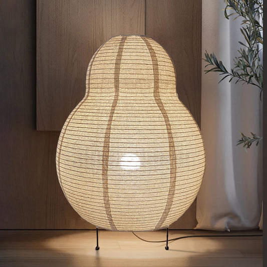 METHEDEECO Plug in Japanese Floor Lamp, 22" Linen Lantern Floor Lamp for Living Room Bedroom, Dimmable Ambient Japanese Decorative Standing Lamp with Easy Assembly, Warm Minimalist Home Decor
