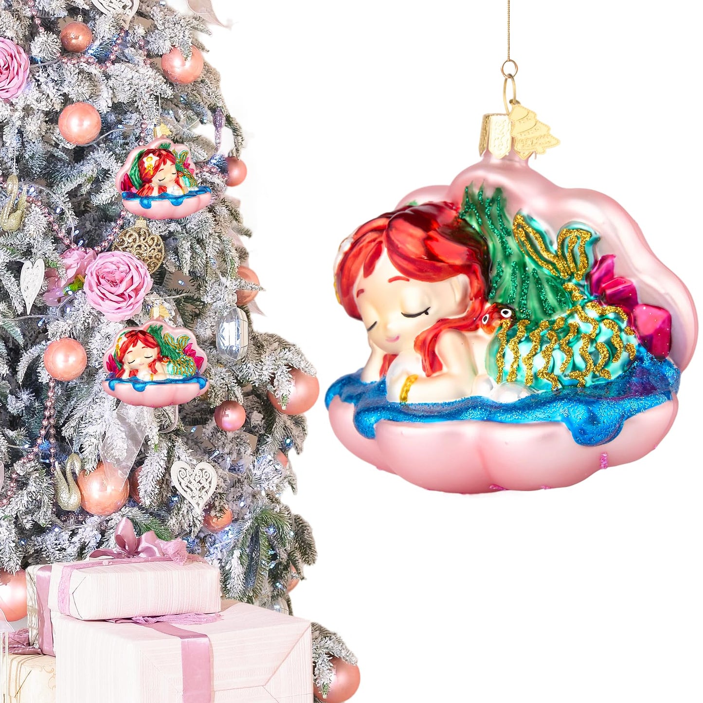 Hzyc Christmas Ornaments,Glass Mermaid Ornament,Christmas Tree Decorations