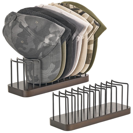 Mkono Hat Organizer for Baseball Caps, Set of 2 Hat Holder for 20 Baseball Caps, Tabletop Hat Rack Stand Hat Storage Display Baseball Cap Organizer for Desk Closet Shelf Dresser