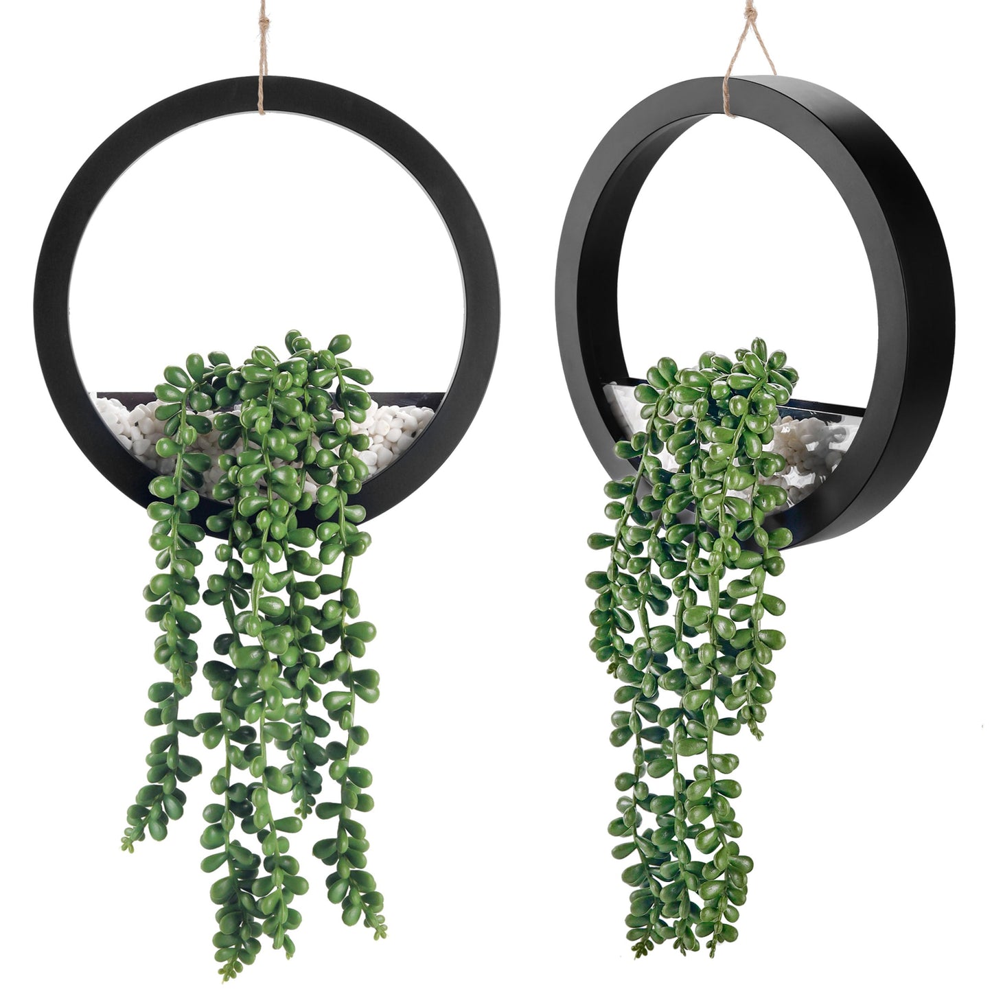 Der Rose Bundle of 2 Packs Fake Plants Hanging and Set of 2 Succulents Plants Artificial for Bathroom Bedroom Aesthetic Living Room Decor