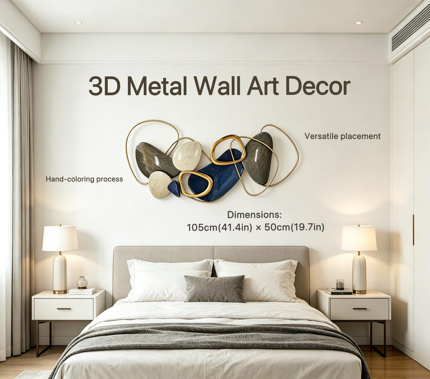 Roivikis Large Metal Wall Art Decor, 3D Abstract Stone-inspired Handcrafted Modern Wall Sculptures for Living Room, Bedroom, Entryway 41.4" x 19.7"