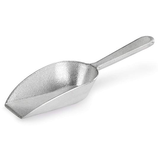 New Star Foodservice One-Piece Cast Aluminum Flat Bottom Bar Ice Flour Utility Scoop, 7-Ounce, Silver