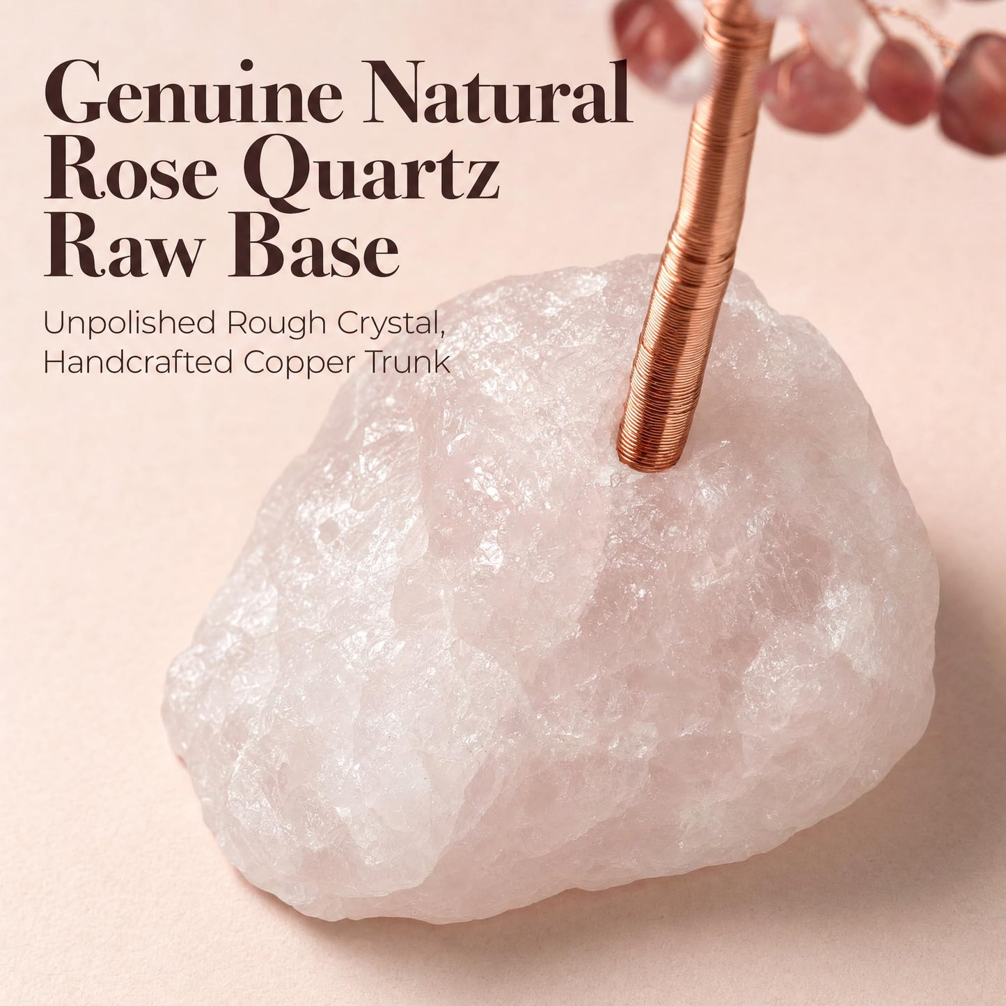 Fatonio Natural 7 Chakra Crystal Money Tree with Raw Rose Quartz Base