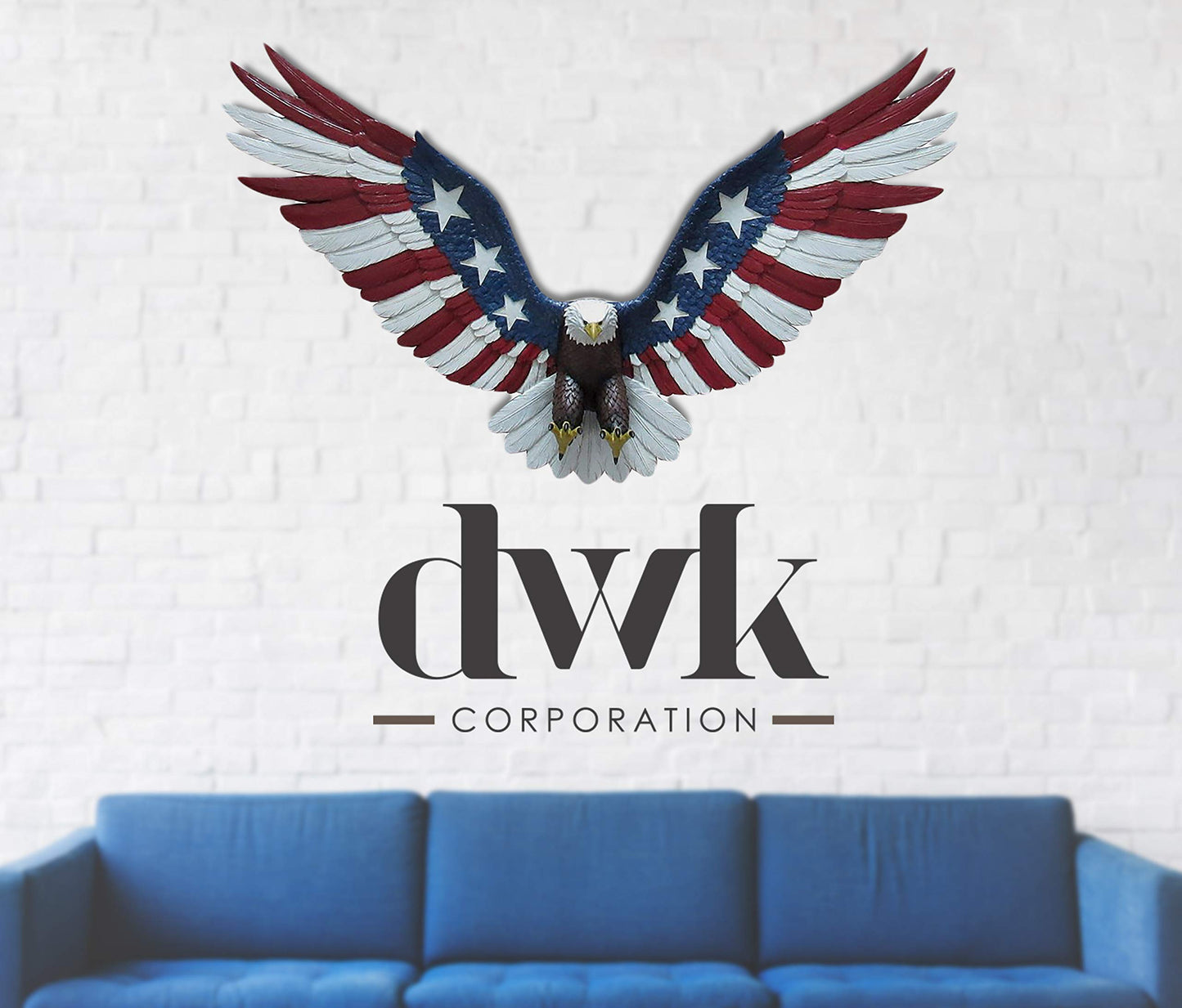 DWK Bald Eagle American Flag Patriotic Large Wall Sculpture | Americana Decorations Eagle Statue - 21"