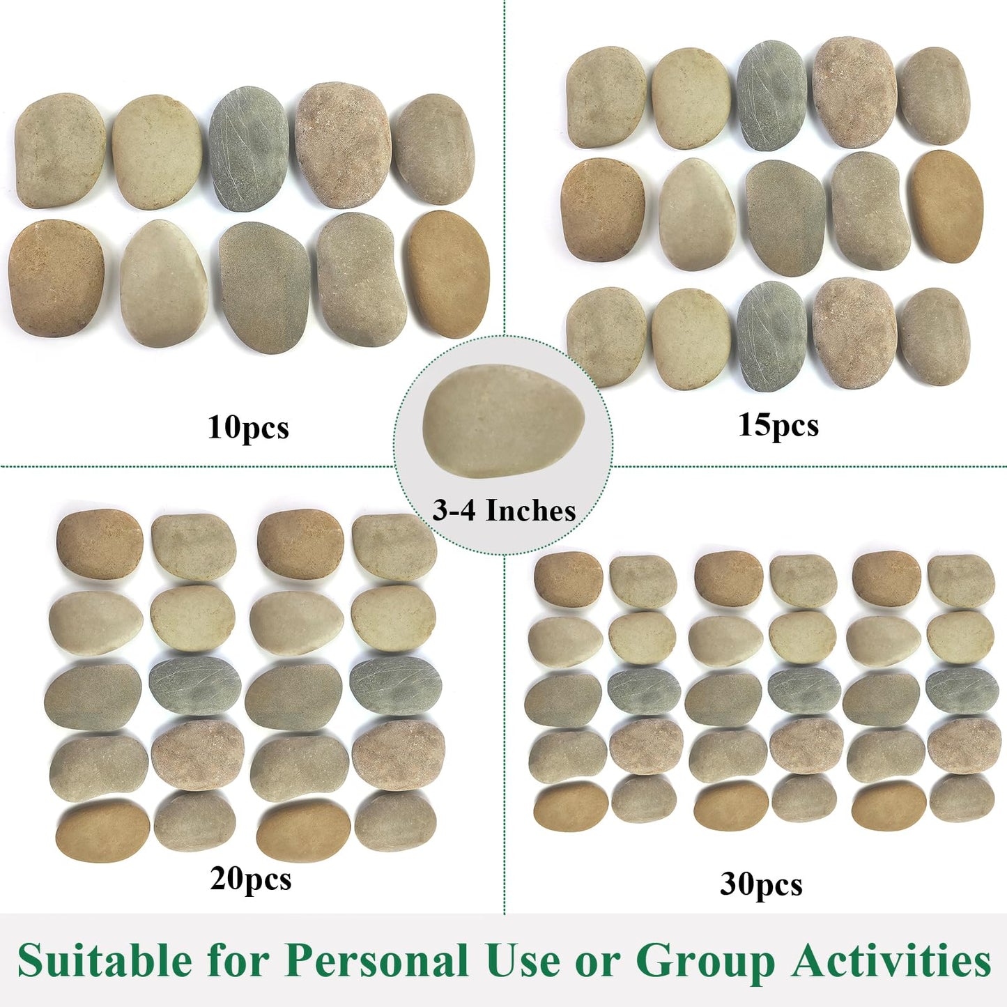 YISZM Large Rocks for Painting, 20PCS River Rocks for Painting, 3-4 Inches Flat Smooth Painting Stones for DIY Arts & Crafting