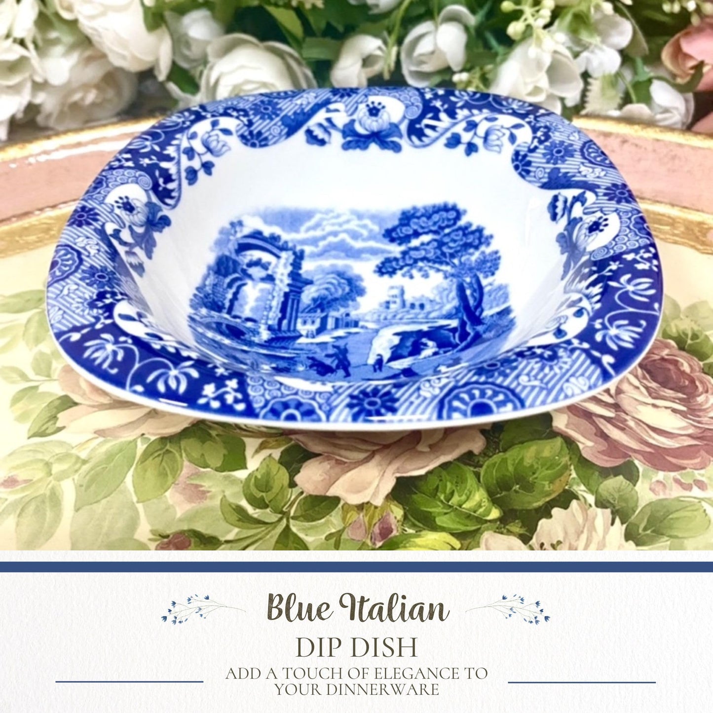 Spode – Blue Italian Blue Italian Dip Dish – BlueWhite