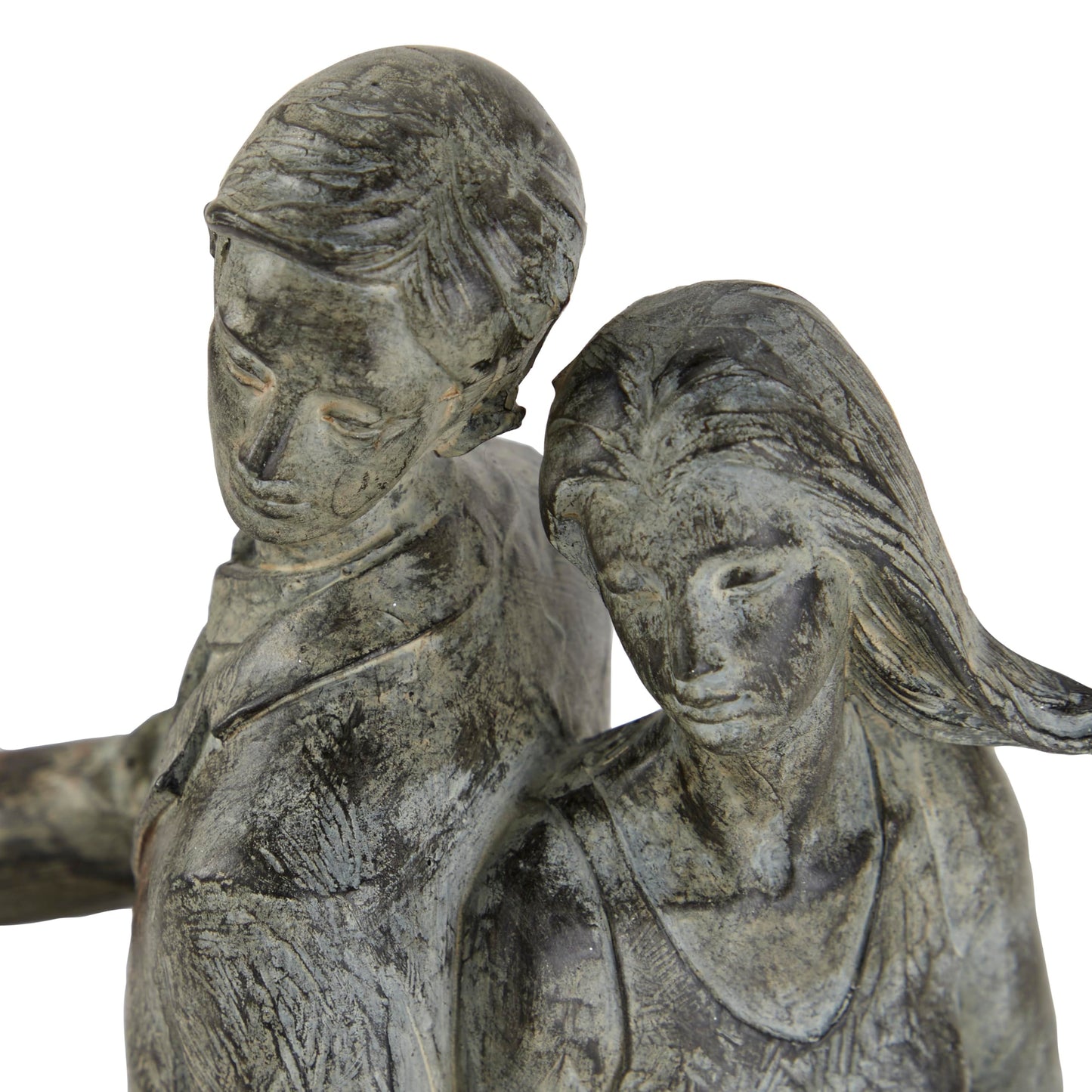Deco 79 Polystone People Decorative Sculpture Home Decor Statue with Bike, Accent Figurine 9" x 5" x 13", Gray