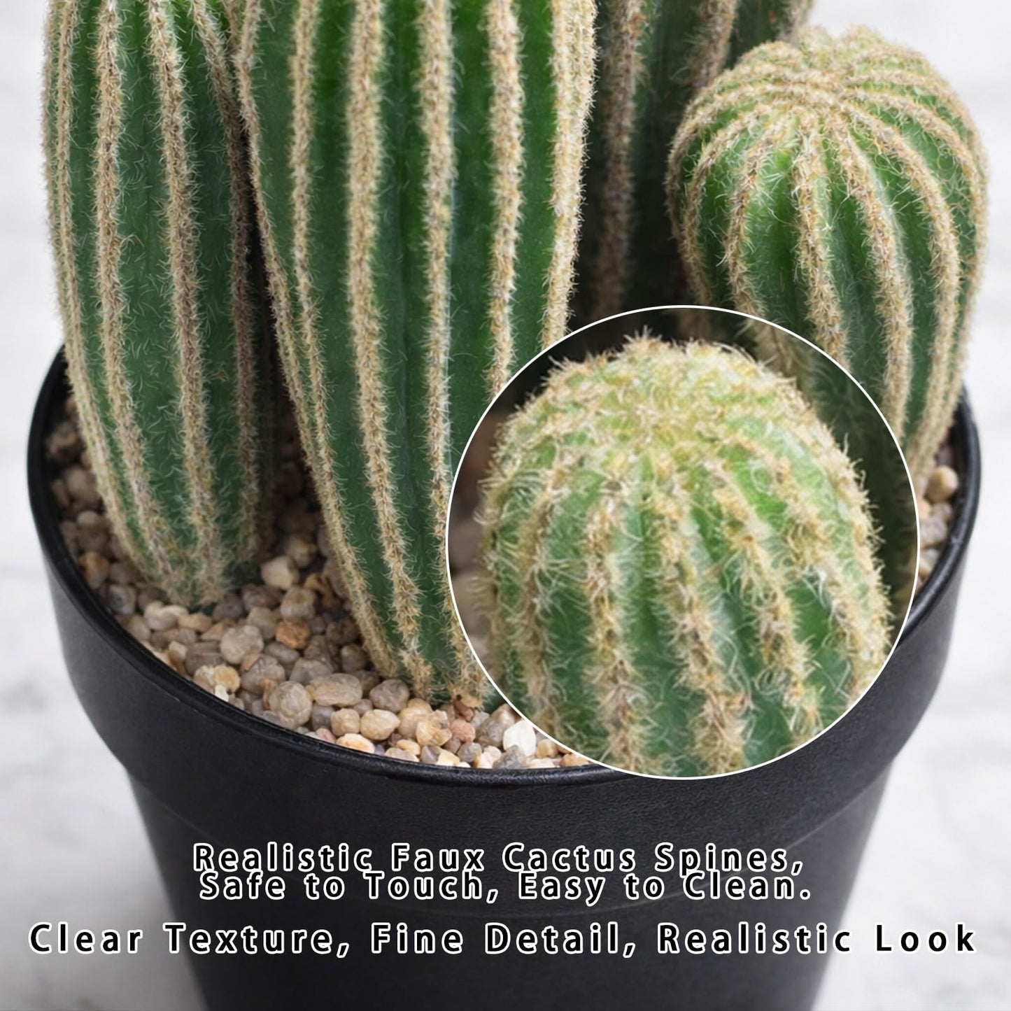 YXGTHGQZ Artificial Cactus Decor Set, 9 Piece Fake Cactus Plants Indoor, 24 Inch Large Faux Potted Cactus with 6 Cactus Picks and 2 Fern Stems