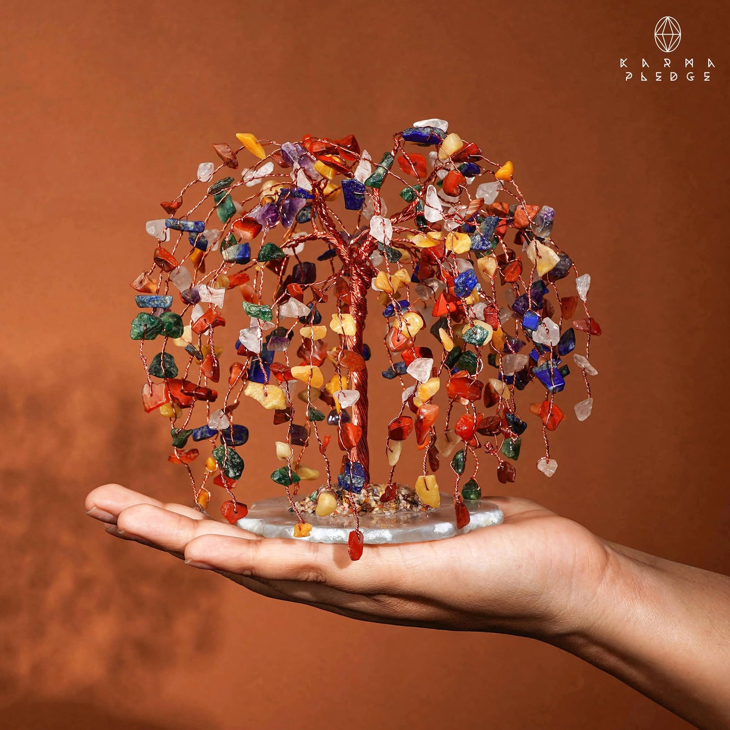 KARMAPLEDGE 7 Chakra Tree of Life Birthday Gifts for Women, Home and Office Decor, Handmade Crystal Chakra Tree for Money, Positivity, Reiki Healing, Spiritual Good Luck Gifts for Mom & Dad