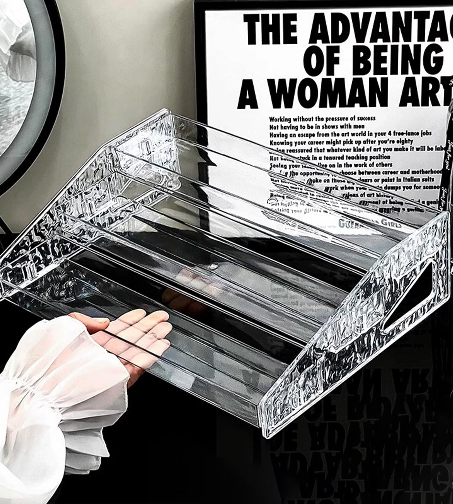 ANLEM Acrylic Display Riser, 3 Tier Perfume Organizer Stand, Cupcake Holder, Display Shelf for Figures and Collection, Dessert Shelves