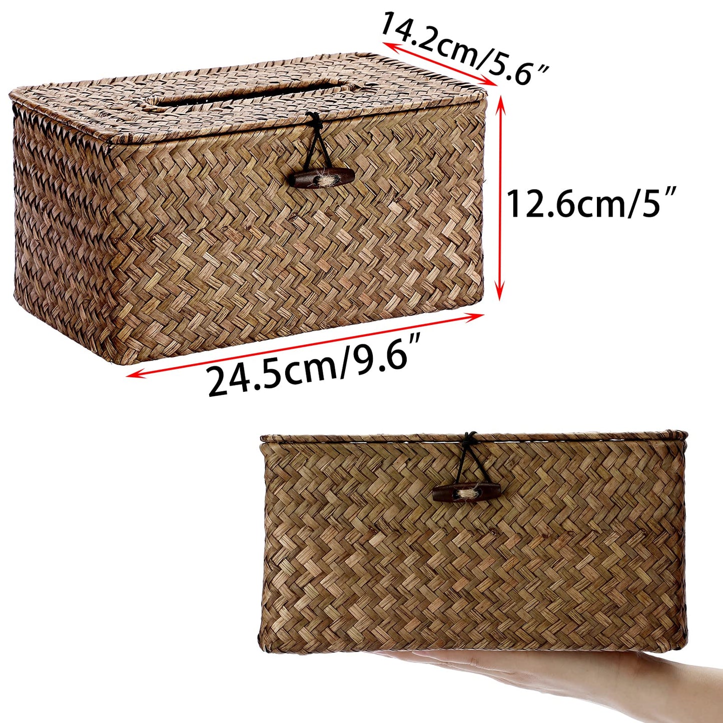 Sumnacon Tissue Box Cover Large Rectangle Tissue Box Seagrass Tissue Box Holder Woven Tissue Holder Decorative Tissue Cover for Bathroom Tissue Box Cover Rectangular for Home Office Table Coffee