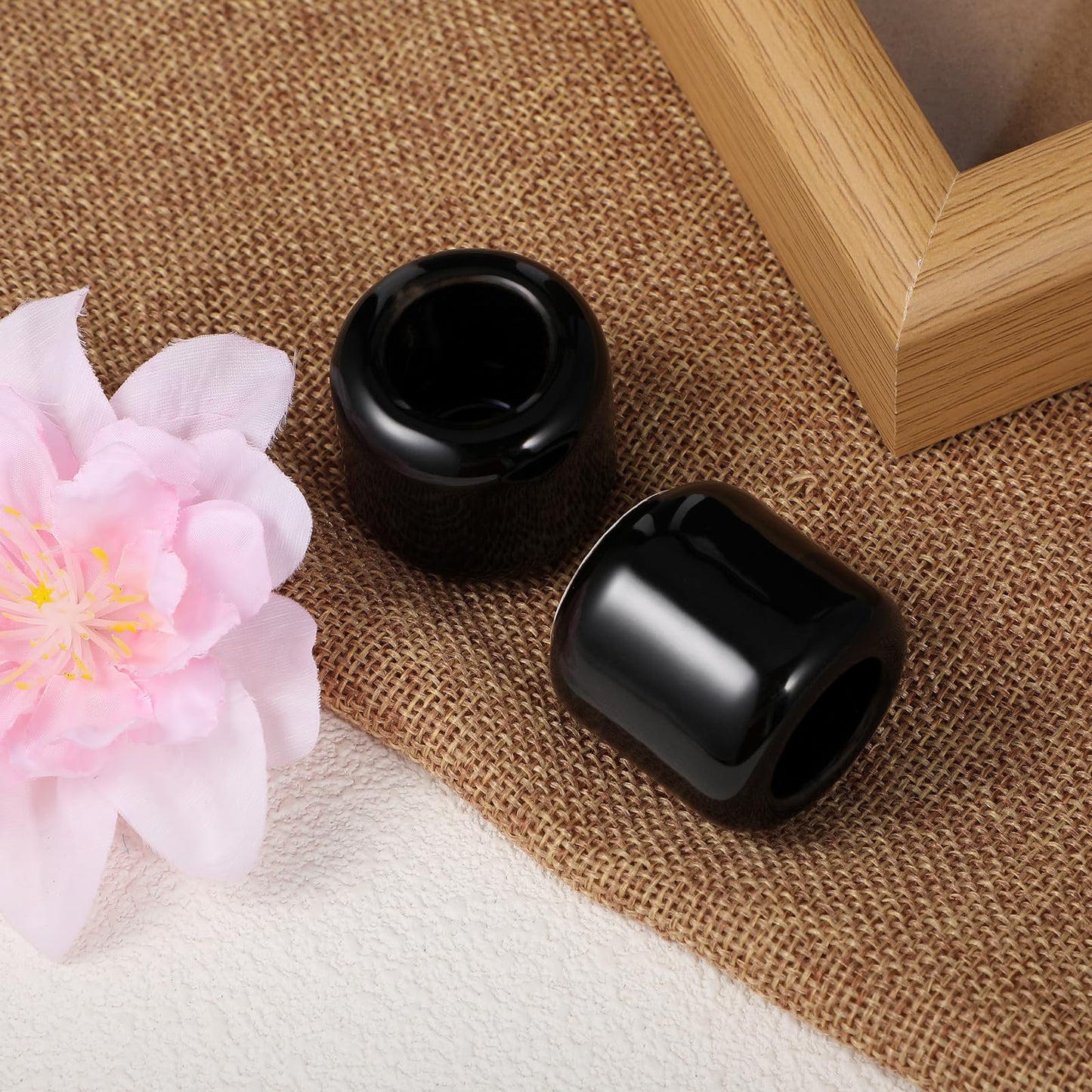 24 Pcs Black 0.7 Inch Diameter Ceramic Chime Ritual Spell Candle Holders, Great for Casting Chimes, Meditation, Rituals, Spells, Vigil, Witchcraft, Wiccan Supplies