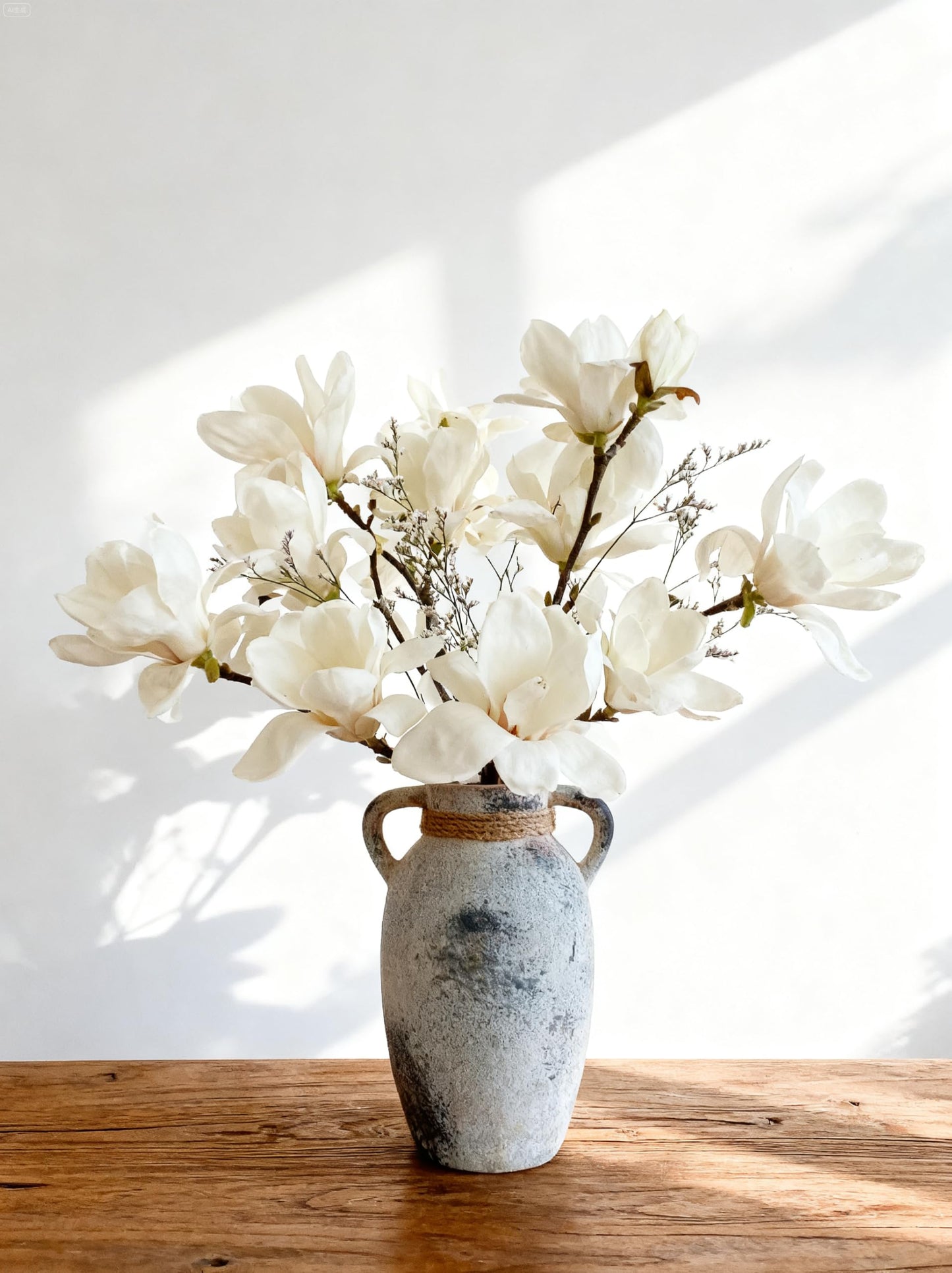 XUANTGY Ceramic Flower Vase with 2 Handles,9.8 inch Large Farmhouse Rustic Terracotta Vases for Decor，Gray