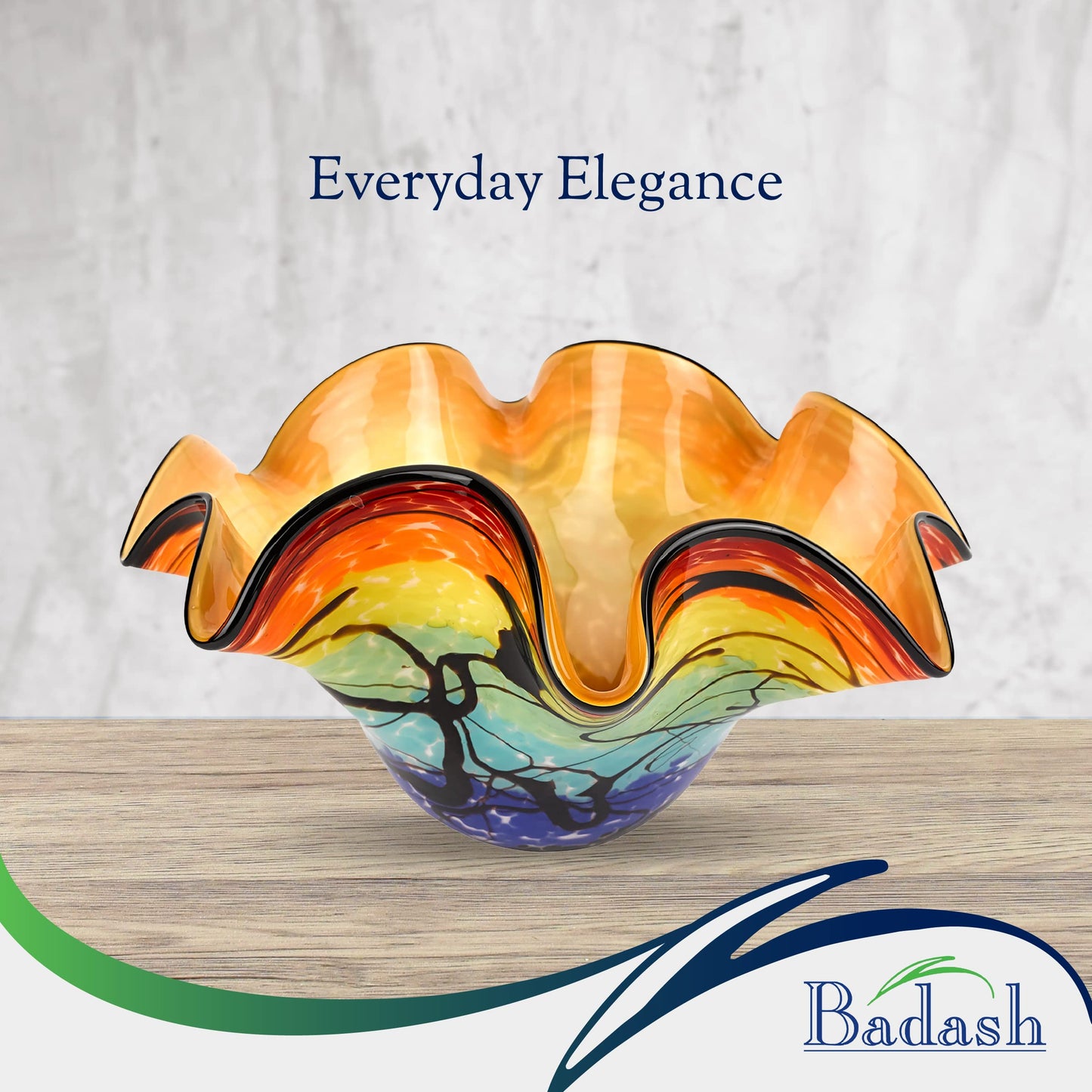 Badash Allura Murano-Style Art Glass Centerpiece Bowl 15 Inch