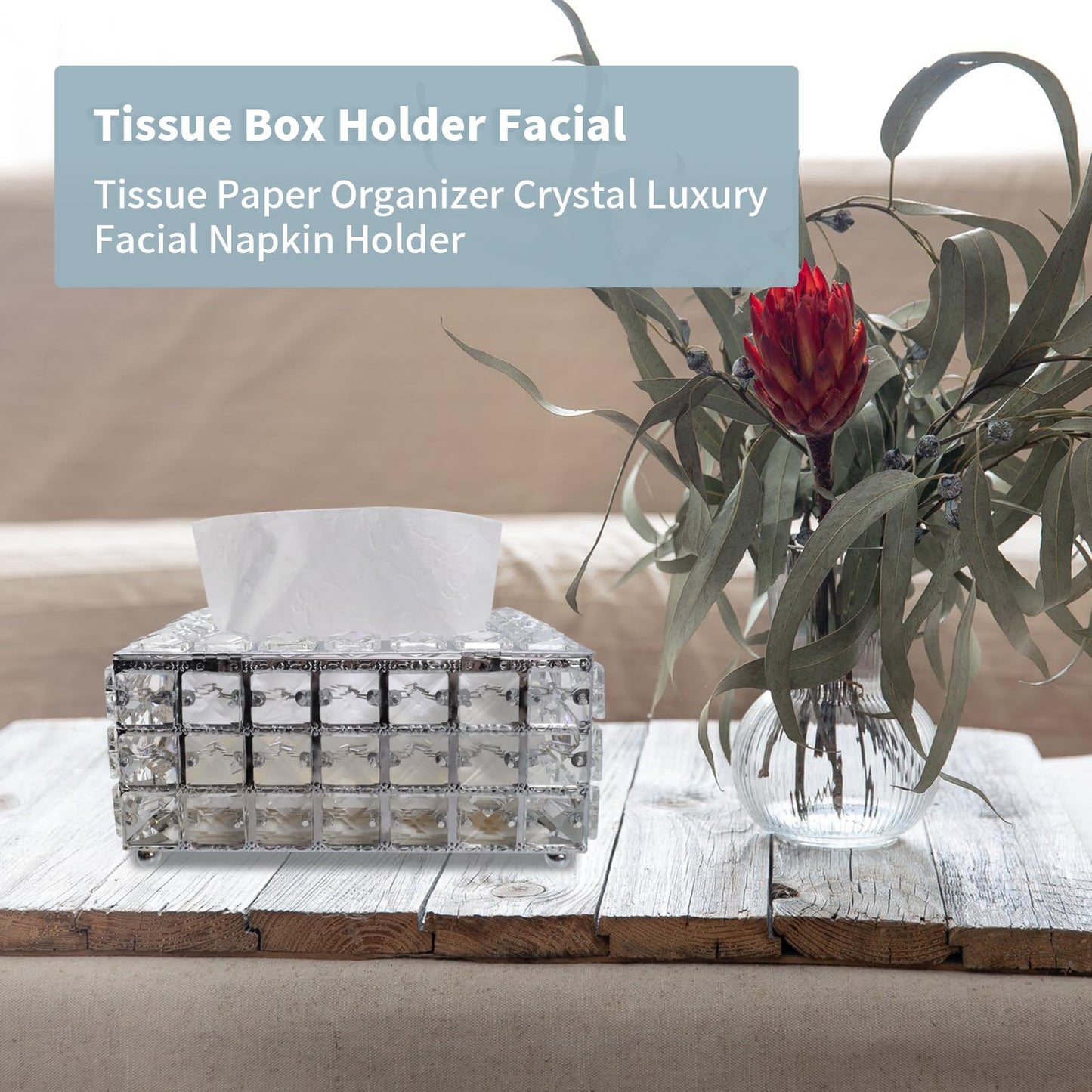 Geesatis Tissue Box Cover, Rectangle Tissue Box Holder, Rectangular Napkin Facial Tissues Holder for Bathroom Toilet Bedroom Living Room Table Desk Office Dresser, 1 Pcs Silver 8''x4.5''x3.5''