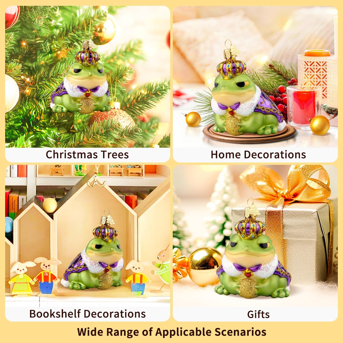 Hzyc Christmas Ornaments,Glass Frog Ornament,Christmas Tree Decorations