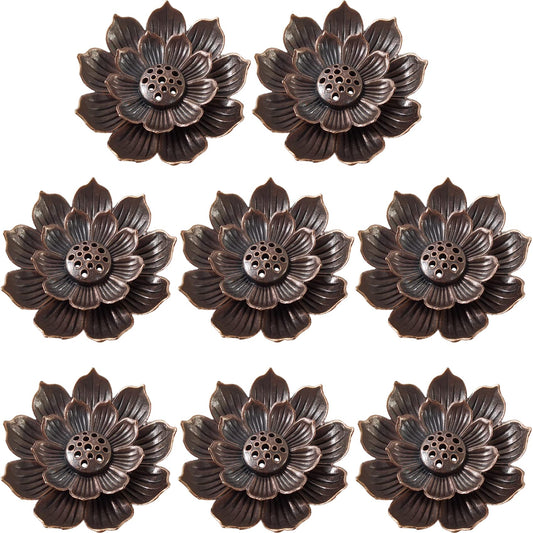 GXXMEI 8PCS Lotus Brass Stick Incense Burner Holder Incense Burner Cone Ash Catcher Home Fragrance Accessories