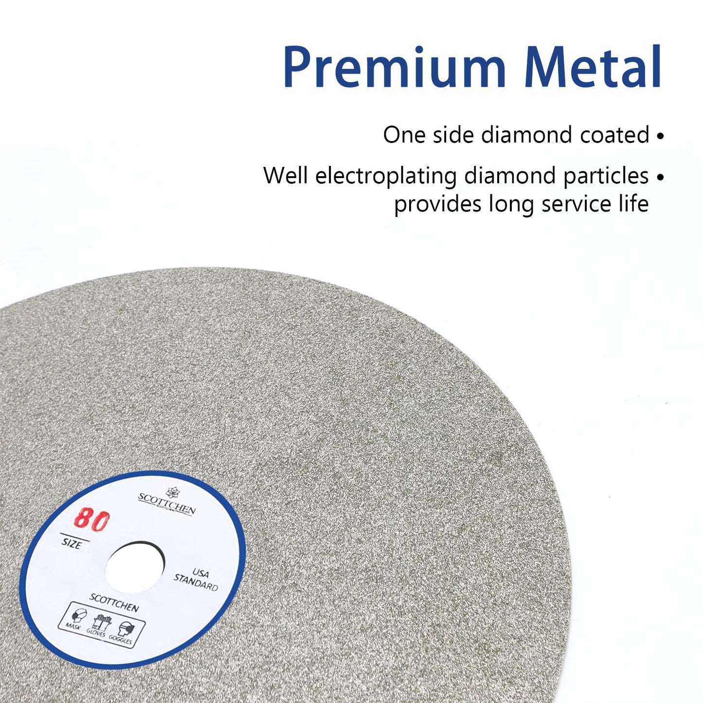 SCOTTCHEN Diamond Flat Lap Wheel 8" x 1/2" Grinding Sanding Disc Lapping Polishing Disc-80 Grit