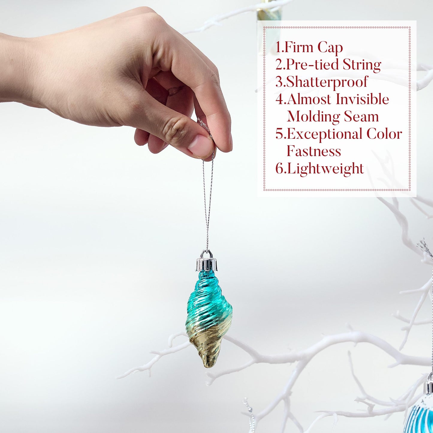 Valery Madelyn Summer Ornaments Tree Decorations Set, 20ct Light Blue and Silver Shatterproof Summer Balls Bulk, Summer Beach Coastal Ocean Nautical Marine Hanging Seafair Xmas Holiday Decor