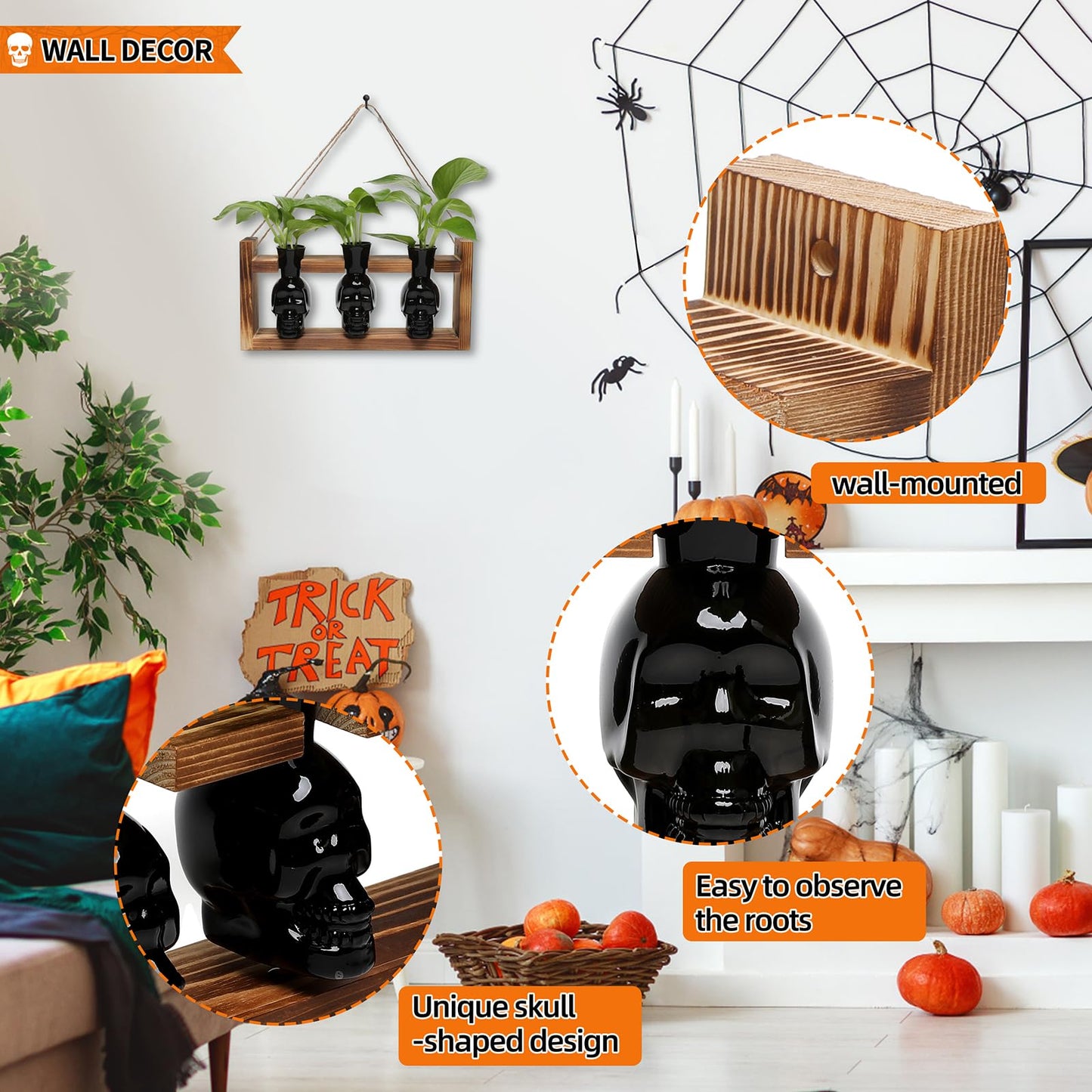 Plant Terrarium Propagation Stations Hydroponics Halloween Skull Planter