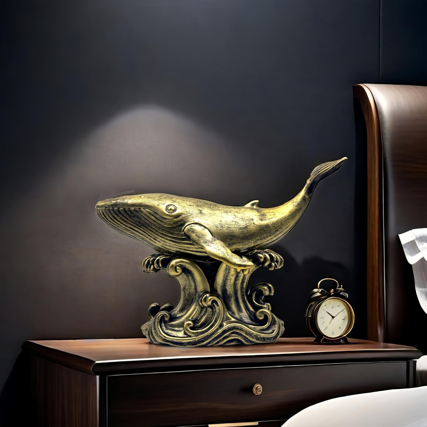 XINDAM Bronze Finish Whale Figurine Statue Marine Animal Decorative Home & Office Resin Figurines Home Office Display Craft Living Room Decor Ornaments for Tabletop 13 INCH