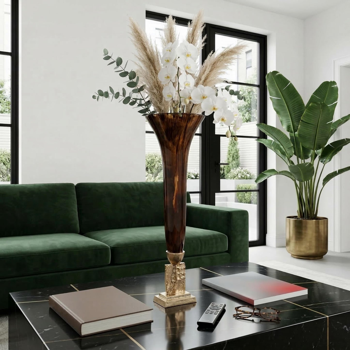 Sagebrook Home Glass Two Tone Trumpet Vase