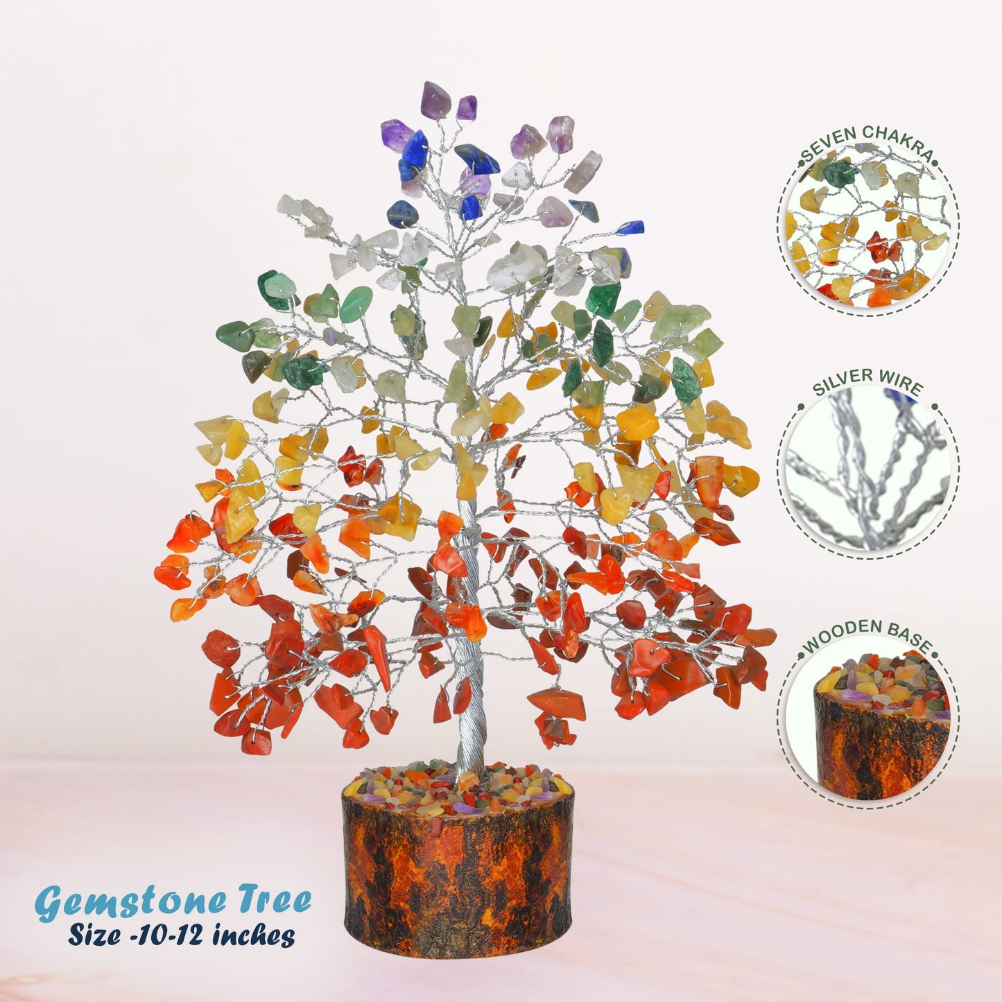 Chakra Tree - Crystal Tree for Positive Energy - Charkas Crystals - Spiritual Decor - Chakra Tree of Life Decor - Spiritual Things - Chakra Stones - Feng Shui Crystals and Stones