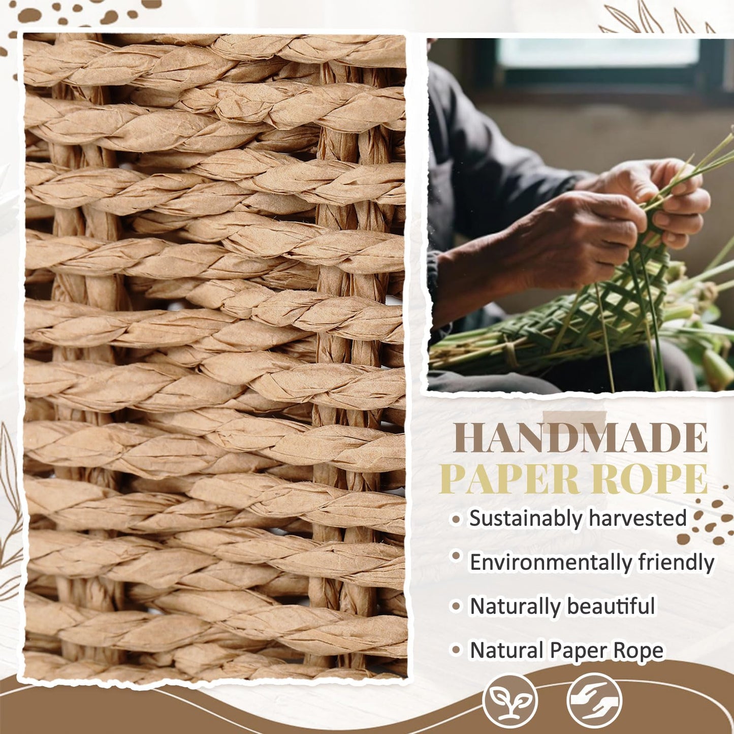 Chengu Scallop Tissue Box Cover, 5.9 Inch Paper Rope Rattan Square Boho Decorative, Woven Facial Tissue Holder, Creative Desktop Storage Ornament for Living Room, Bathroom, Toilet and Study