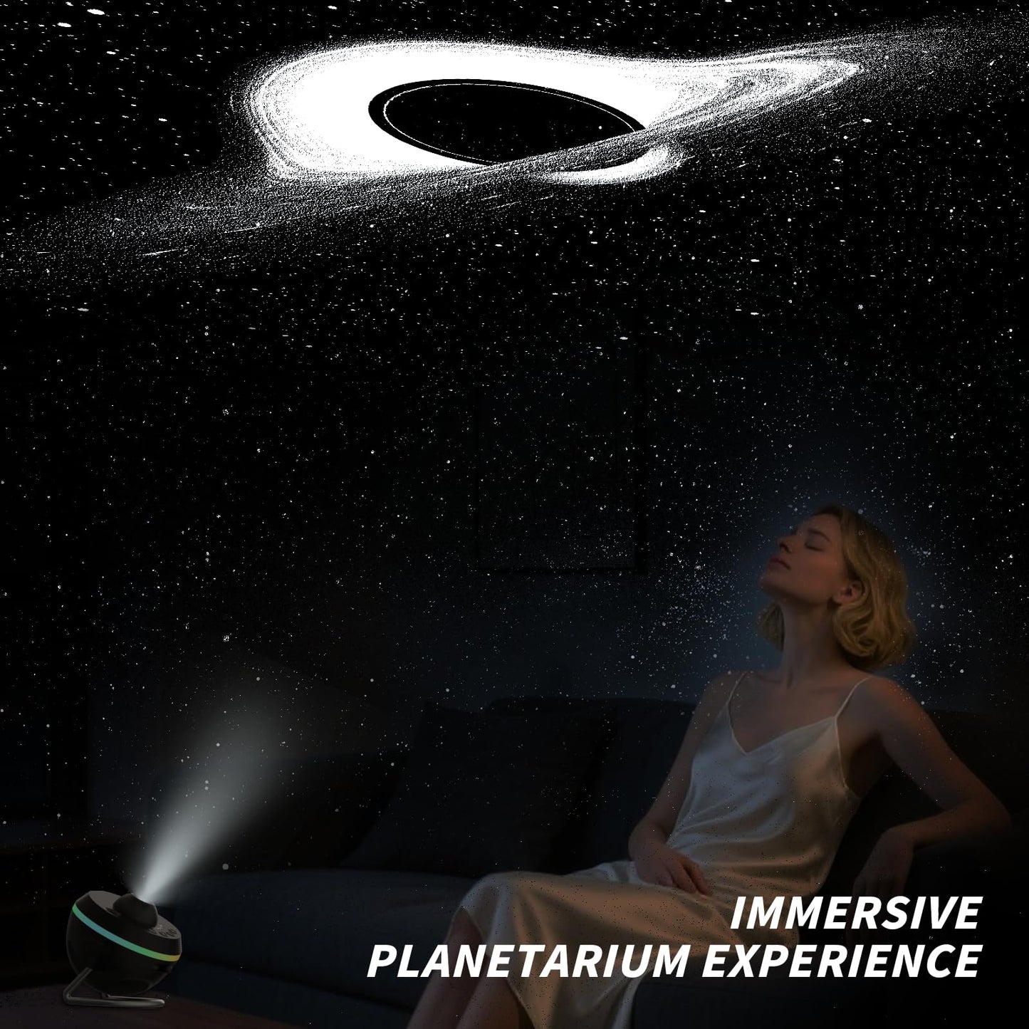 Ainael Galaxy Projector, Star Projector Home Planetarium with 1 Glass Projection Disc, 180 Rotatable Starry Sky Night Light with Meteor Effects & Light Strip for Bedroom, Kids & Adults Gift
