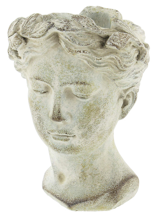 Greek/Roman Style Female Statue Head Cement Planter (Style 1)