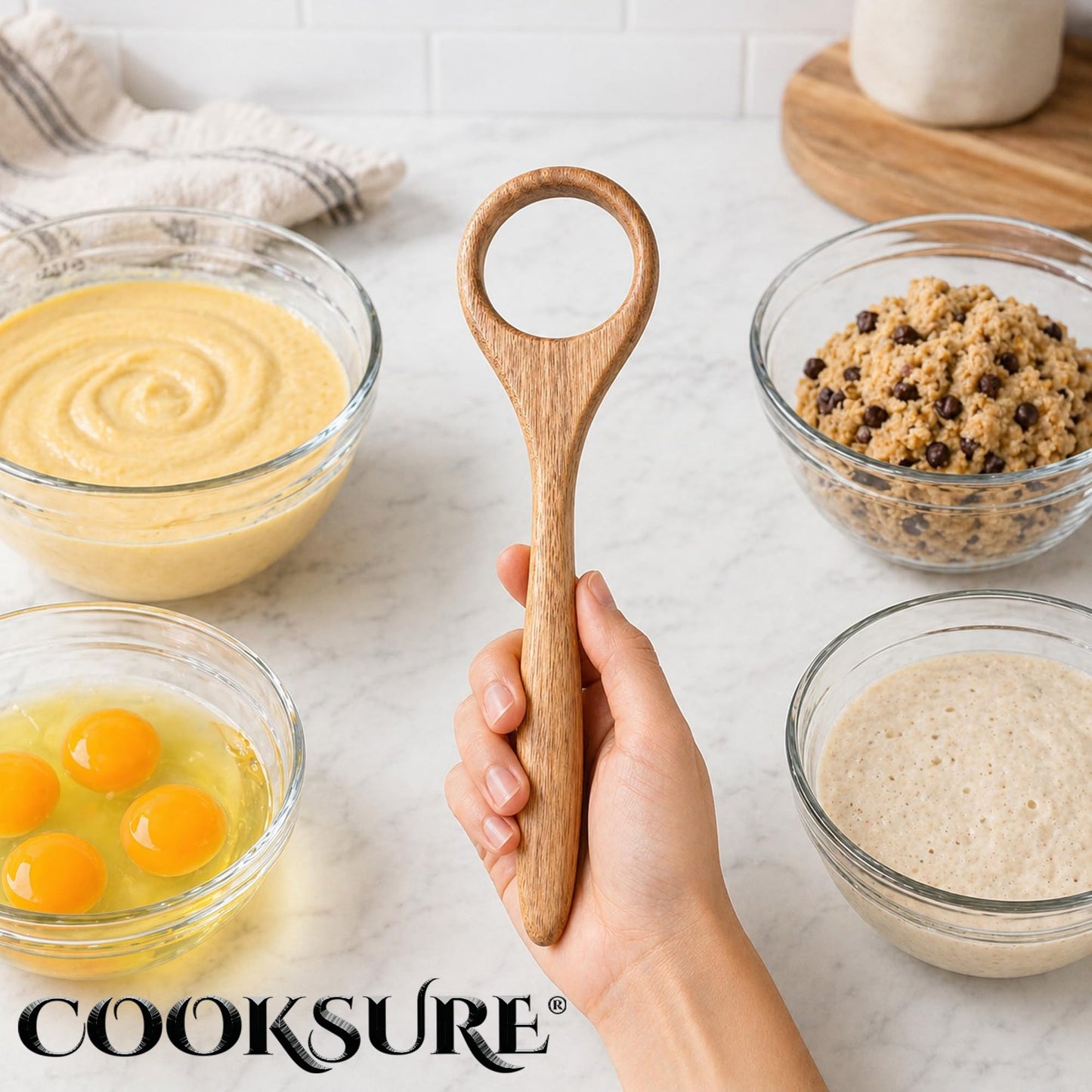 COOKSURE Danish Dough Whisk for Sourdough Bread – 13 Inch Bread Whisk with Wooden Handle – Smoothly Sturdy for Heavy Dough Baking, Swedish Dough Whisk Tool
