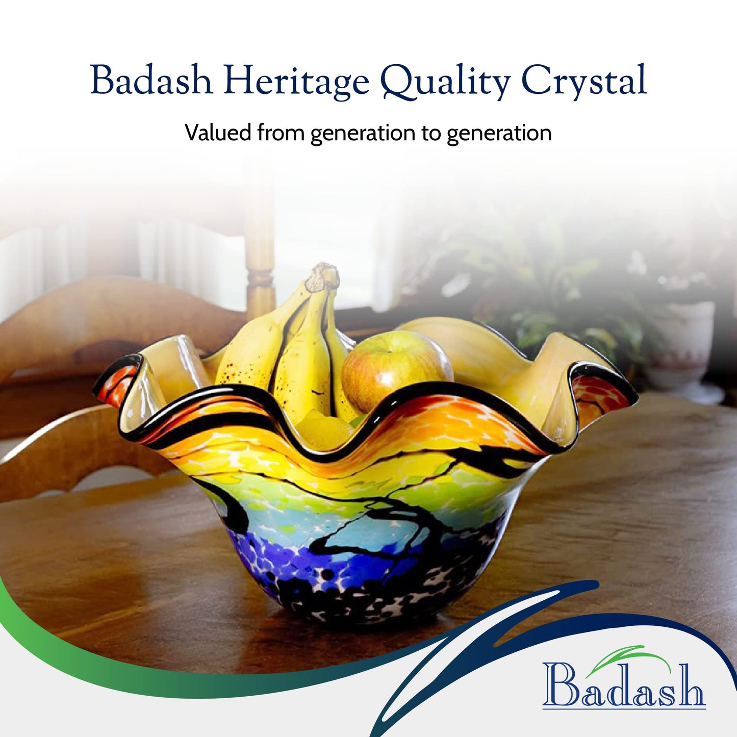 Badash Allura Murano-Style Art Glass Centerpiece Bowl 15 Inch