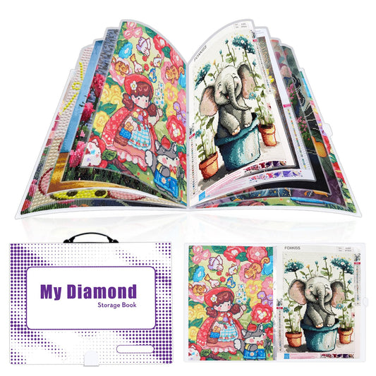 ZFCLXX Diamond Art Storage Book with Accessories Painting Storage for Diamond Painting Kits, Tools & Supplies Album 22x16.4inch Art Collection Binder Book A2 Folder 50x40cm(White）
