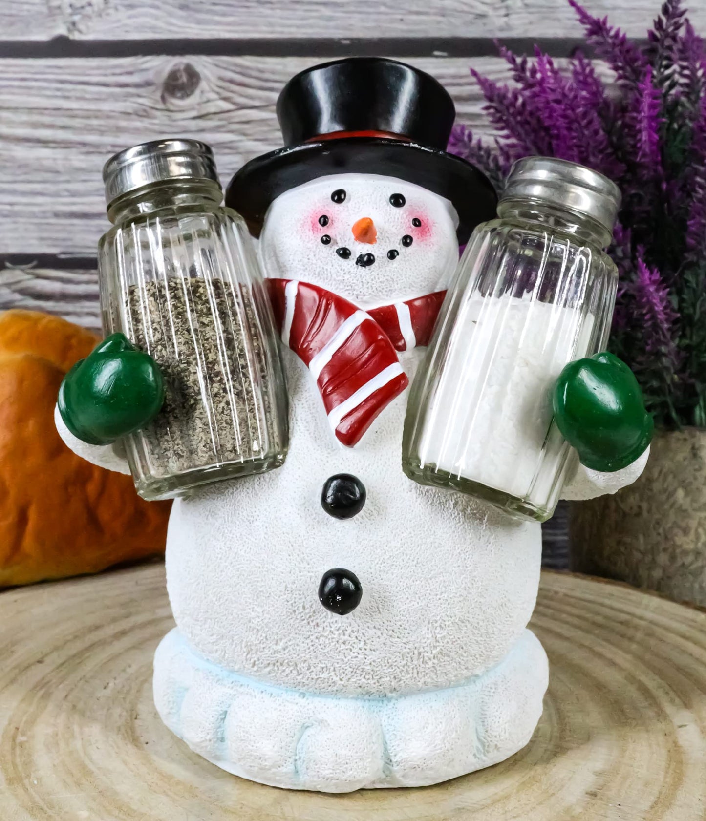 Ebros Gift Christmas Winter Santa's Frosty The Snowman With Black Top Hat Glass Salt And Pepper Shakers Holder Figurine Jolly Seasoning Festive Accent Kitchen Bar Decorative 6.5"H
