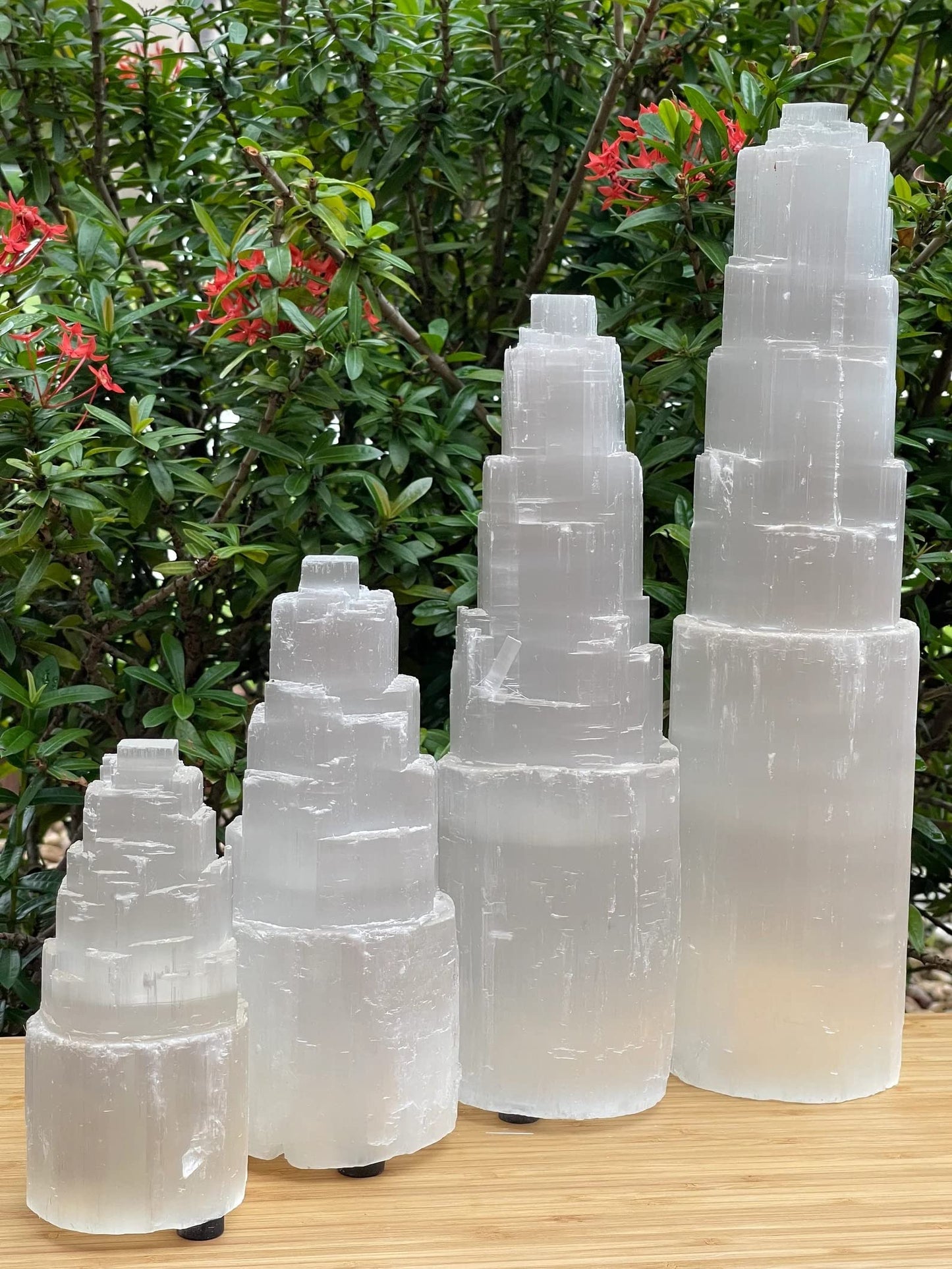 GAF TREASURES Selenite Skyscraper Tower Light – Natural White Healing Crystal, Choose Size 6", 8", 10", 12", 16" (10")