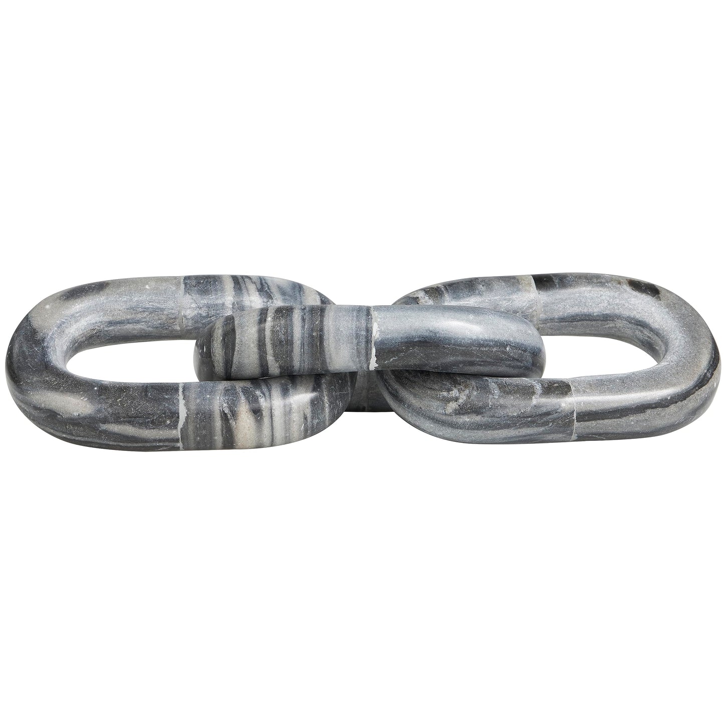 Deco 79 Marble Chain Handmade Decorative Sculpture Geometric 3 Link Home Decor Statue, Accent Figurine 13" x 4" x 3", Gray