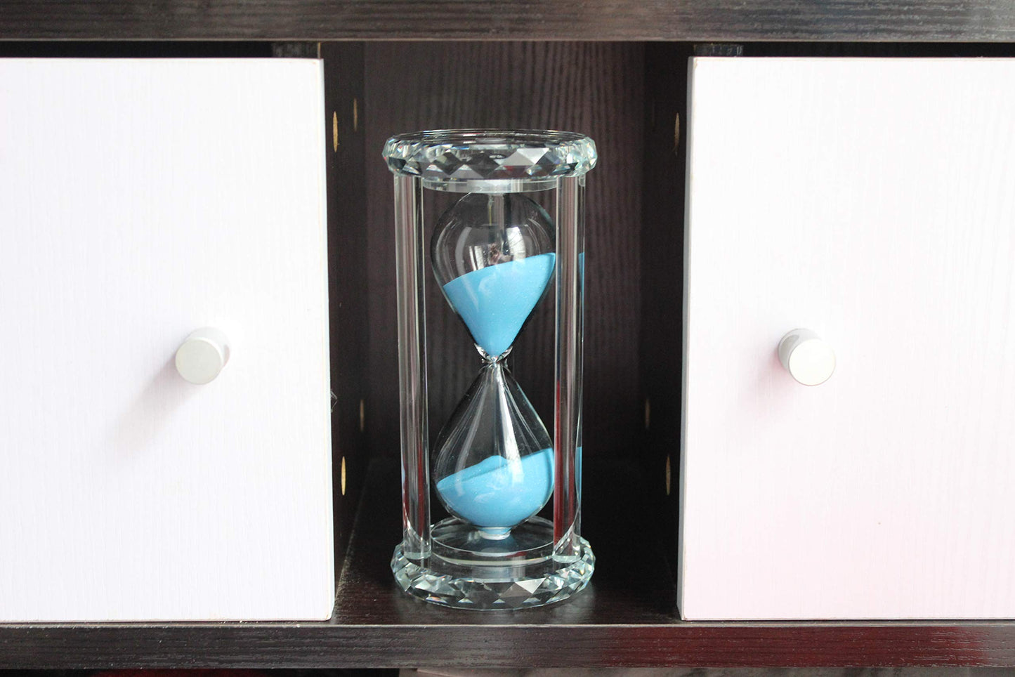 Lonovel 60 Minutes Hourglass Timer,Crystal Sand Timer Diamond Carving Surface,Good for Kitchen Office Desk Coffee Table Book Shelf Cabinet Decor Christmas Birthday Present Gift Box Package,(Blue)