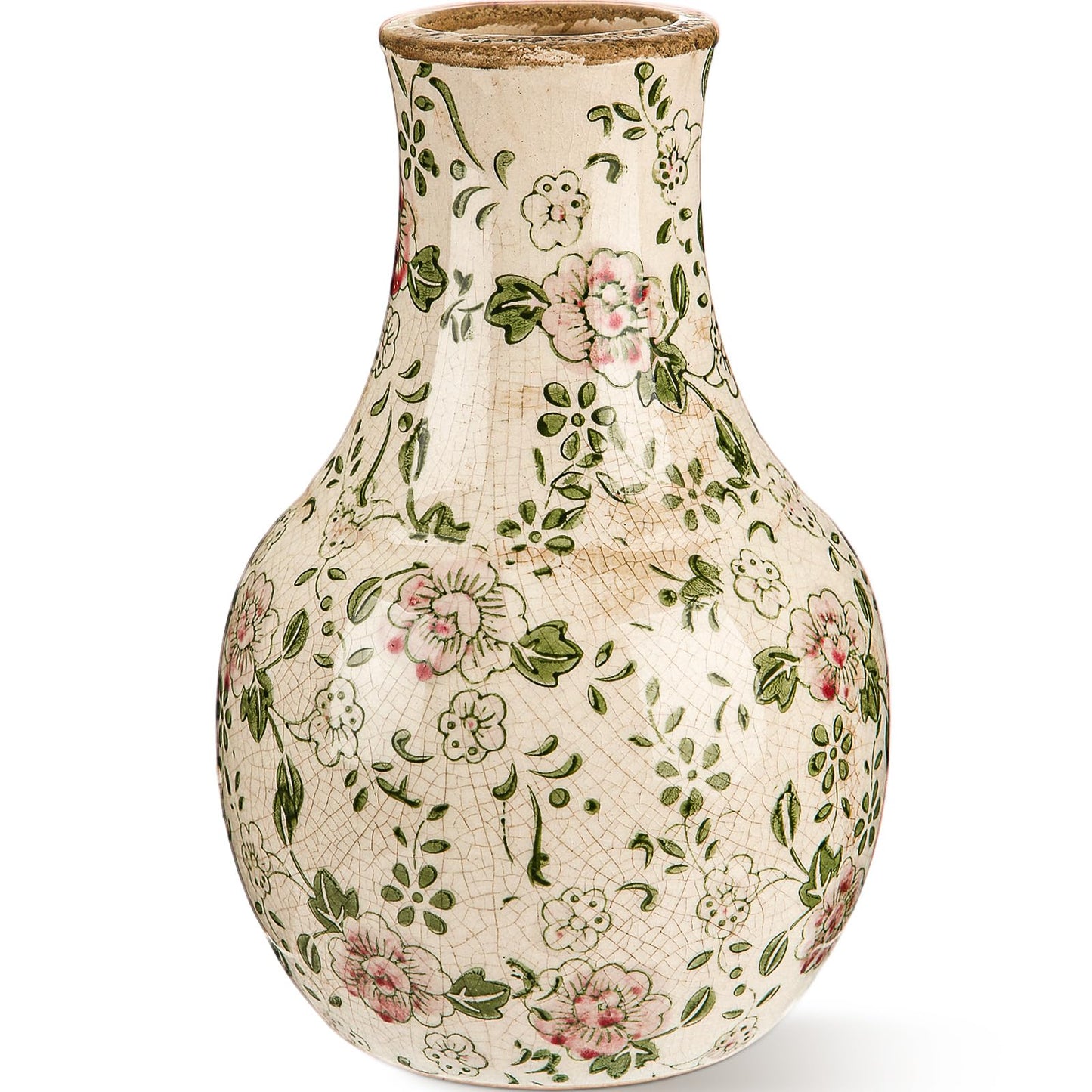 LemonRoad Vintage Ceramic Flower Vase 5.7 Inch Chinoiserie Ice Cracked Glaze Porcelain Vase Rustic Ceramic Large Centerpieces for Home Table Living Room Bookshelf Office(Plum Blossom Style)
