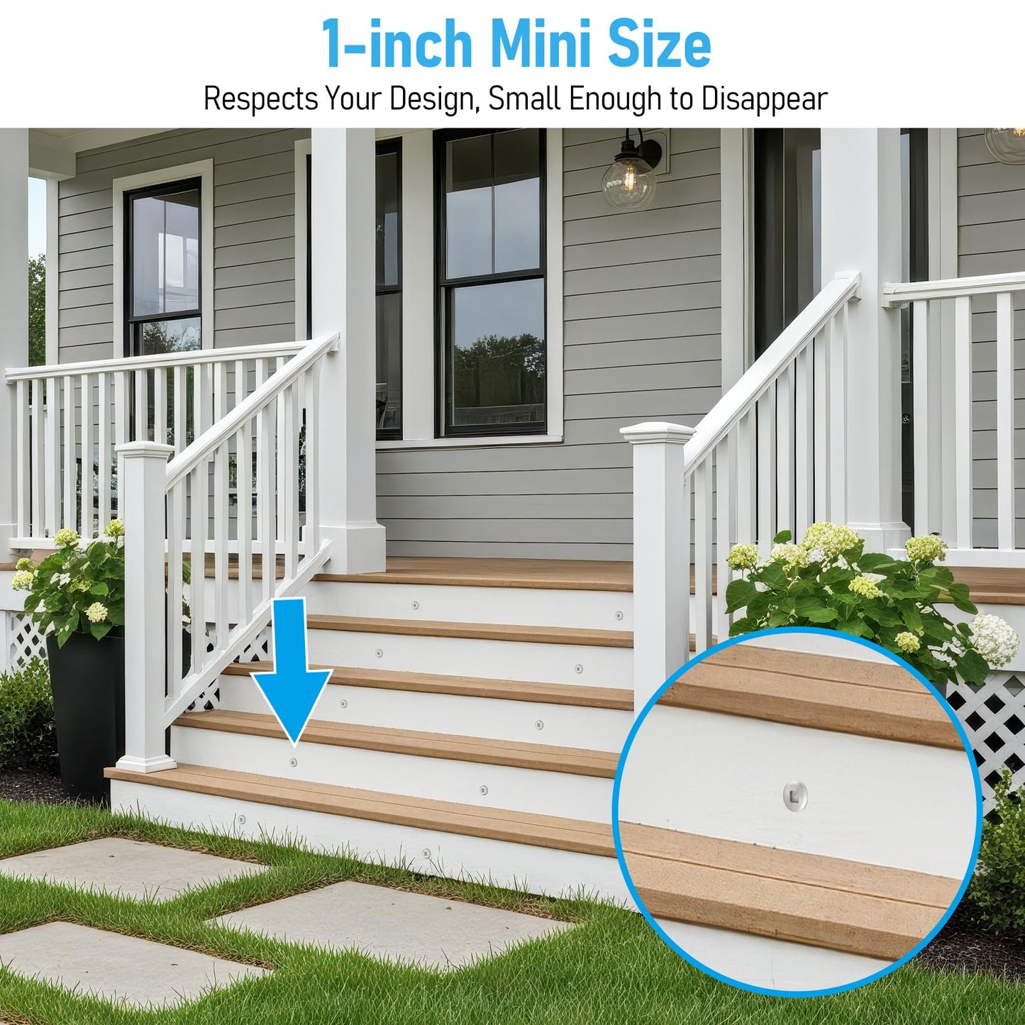 LEONLITE 12-Pack Recessed Low Voltage LED Deck Light with Flat Square Aperture, 1-Inch 12-24V AC/DC Landscape Step Stair Light, CRI90 IP67 Waterproof, Stainless Steel Housing, 3000K Warm White, Silver