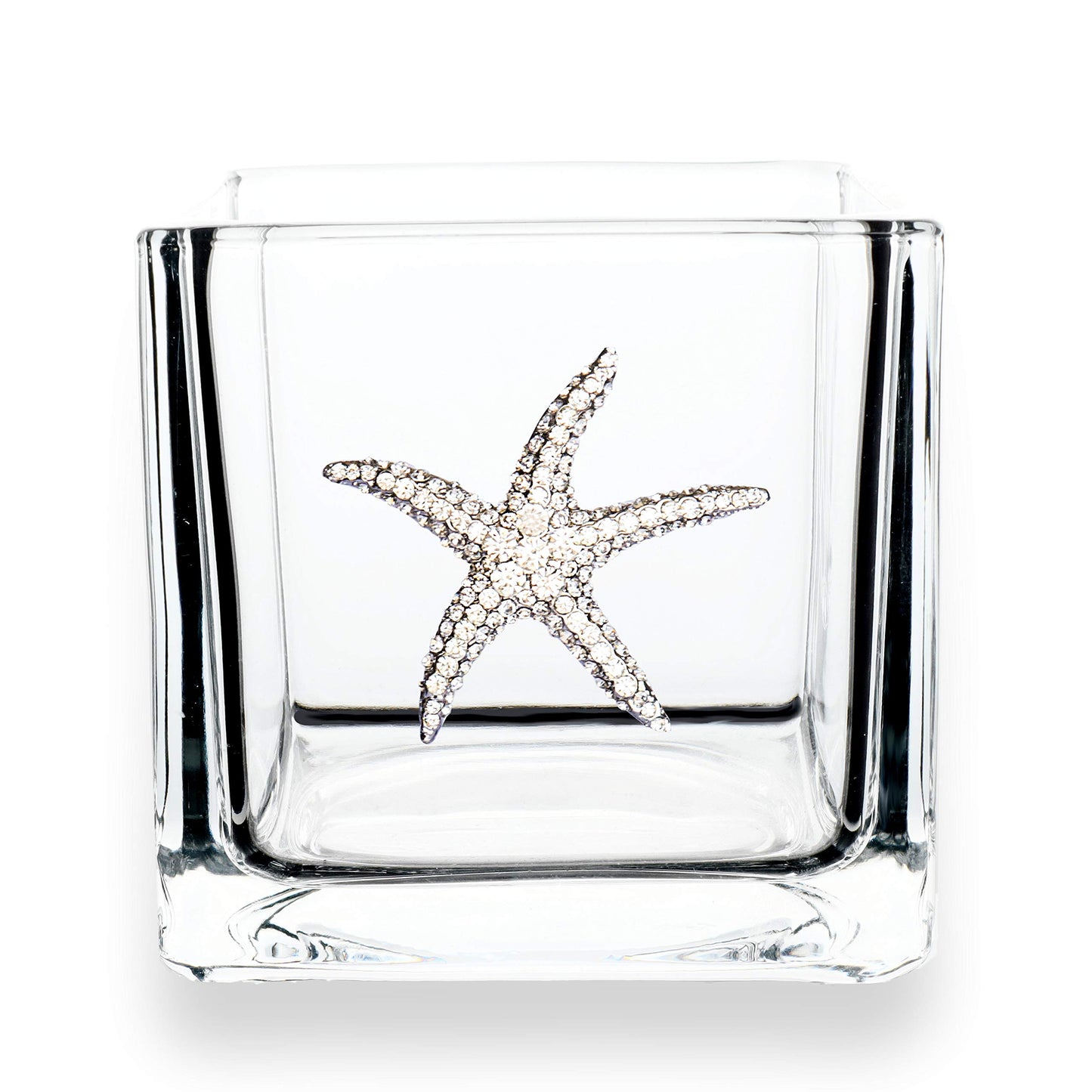 THE QUEENS' JEWELS Starfish Jeweled 4x4 Candleholder Vase - Unique Gift for Women, Birthday, Cute, Fun, Beach, Not Painted, Decorated, Bling, Bedazzled, Rhinestone
