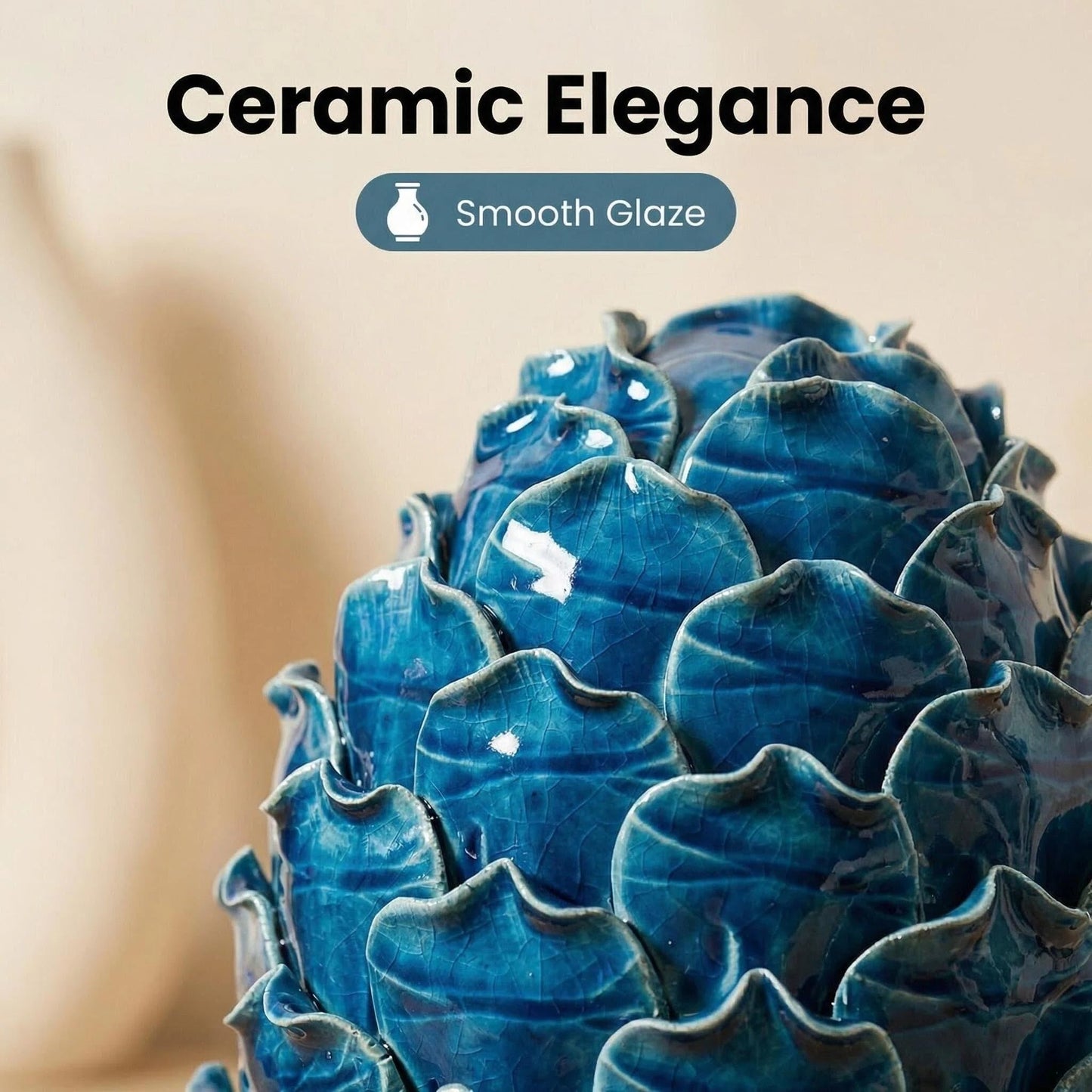 CIBAOF Blue Ceramic Artichoke Statue