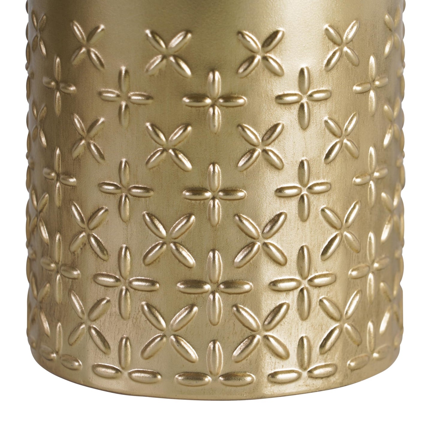 HOME PALETTE Gold Roll Tissue Box Holder for Bathroom Decorative Round Roll Toilet Paper Organizer Dispenser with Lid Easy-Refill for Tabletop, Office, Vanity, Flower Pattern Embossed