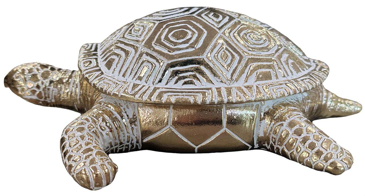 LAIKEARTS Modern Sea Turtle Decor Sculpture, Coastal Beach Decorations, Resin Statue, Decorations Applicable Home, Living Room, Bedroom, Office Desk Indoor (Golden)