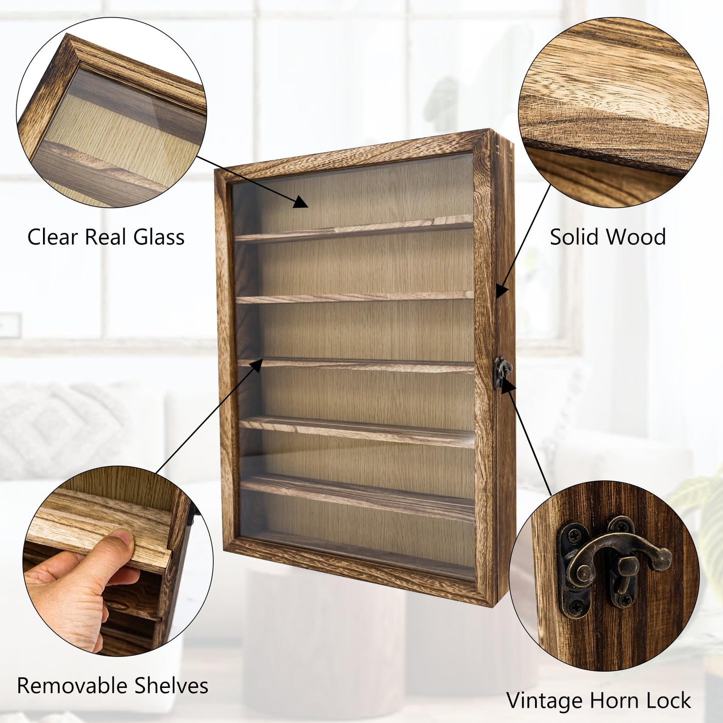 Hodeframe 12x16 Shadow Box Frame with Removable Shelves,Collectible Display Shelves Case,Military Challenge Coin Display Case,Wood Shadow Boxes Display Cases for Keepsake,Pictures