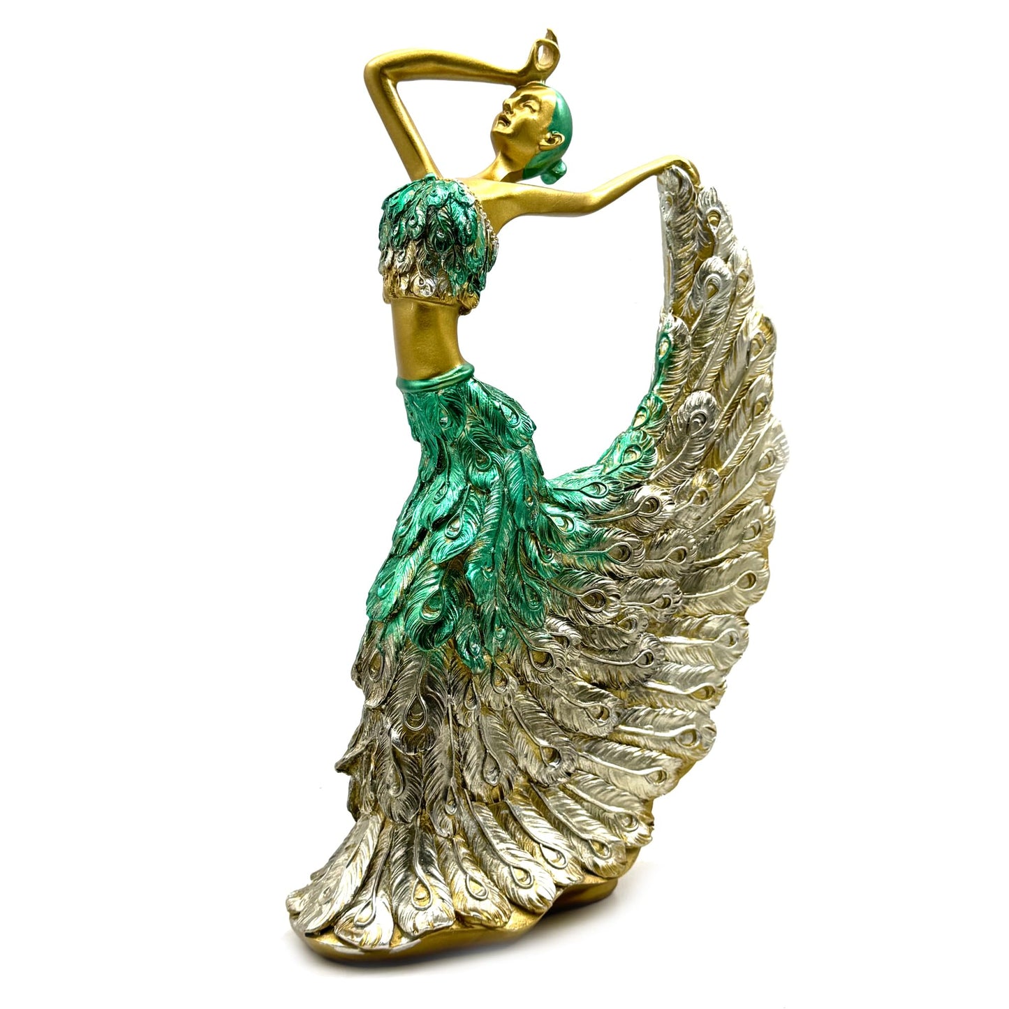 XINDAM Elegant Peacock Art Figurine Dancer Statue Decorative Home & Office Figurines Home Office Display Craft Living Room Decor Ornaments for Tabletop
