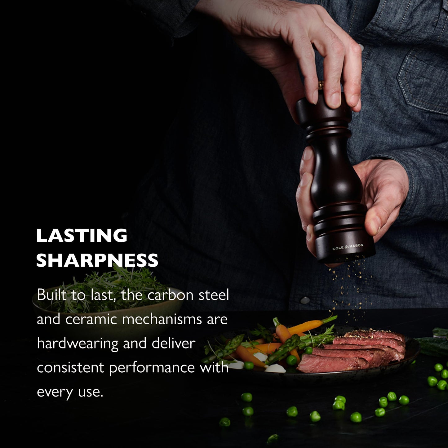 Cole & Mason London Refillable Spice Mill - Kitchen & Home Accessory - Salt & Pepper Grinder Set - Salt Mill with Ceramic Mechanism - Pepper Mill with Carbon Steel Mechanism - 5", Chocolate Wood