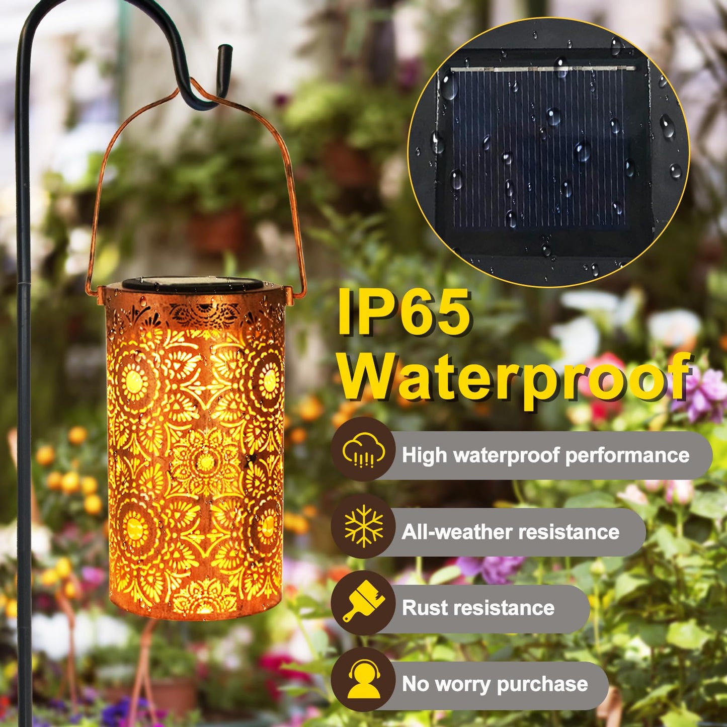 DIBIEECN Birthday Gifts for Women Mom Grandma Wife, Solar Lanterns Outdoor Waterproof, Metal Hanging Lights Garden Decor, LED Decorative Lantern for Patio Porch Backyard, Sunflower, 1 Pack