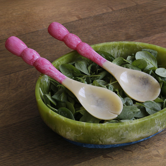 Beatriz Ball RESIN Rio Large Oval Bowl with Base - Green and Blue