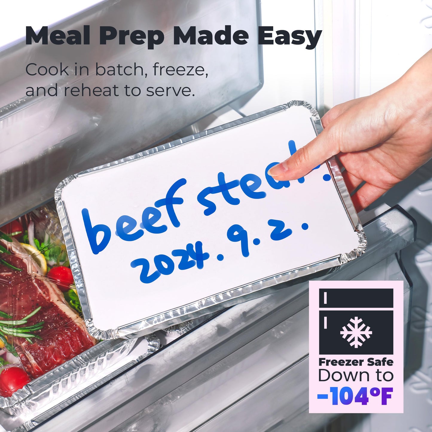 Fit Meal Prep 50 Pack 2.25 lb Aluminum Foil Pans with Lids, Disposable Take Out Food Containers with lids for Freshness and Spill Proof, 8.5 x 6 x 2 Disposable Cookware for Catering, Restaurants